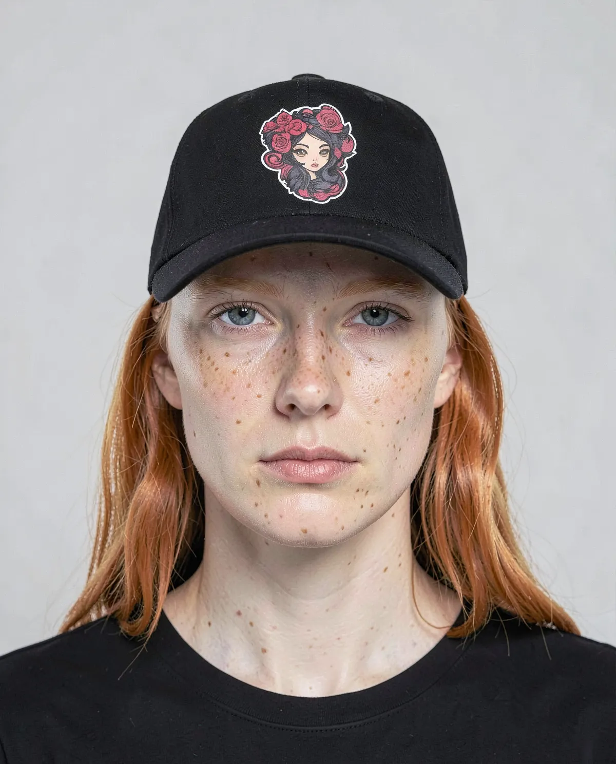 Black Adjustable Cotton Cap with Velcro Closure 0