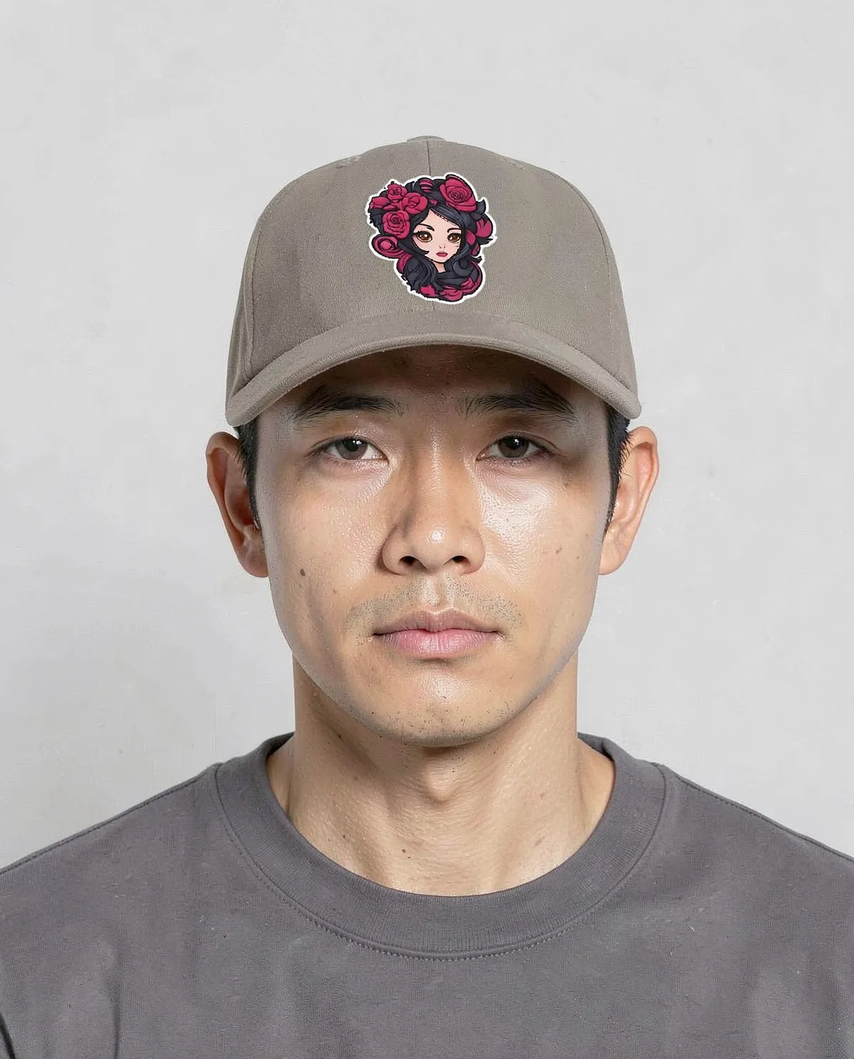 Khaki Cap with Adjustable Velcro Closure
