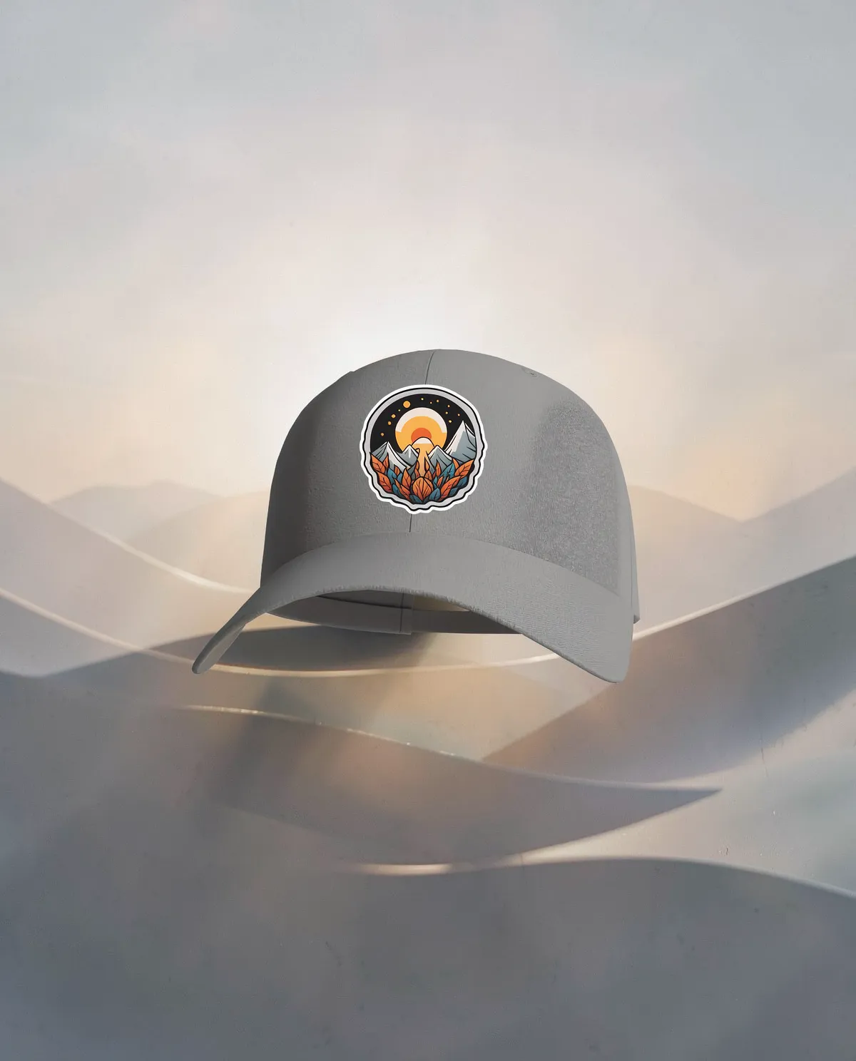 Grey Adjustable Cotton Cap with Velcro Closure 59