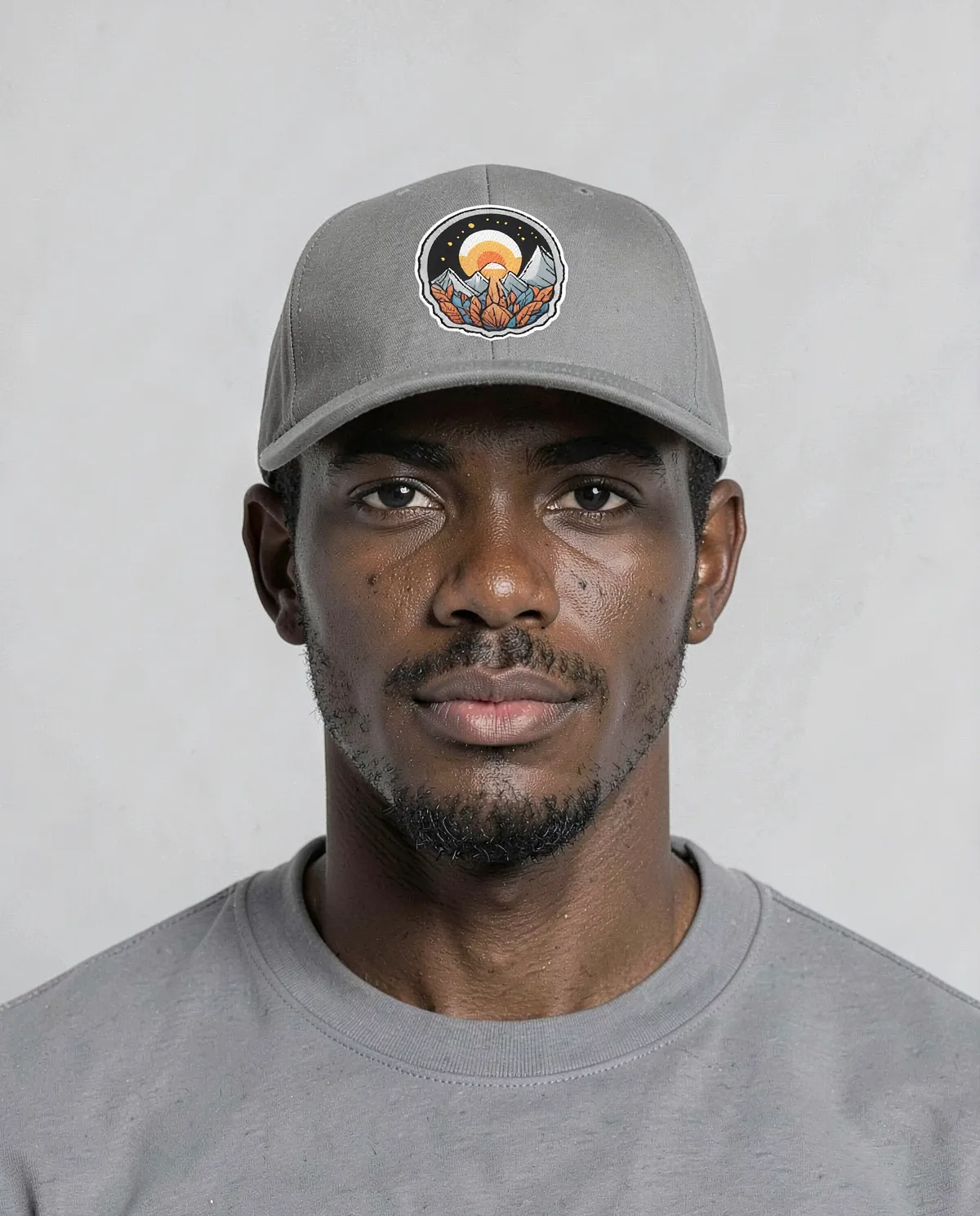Grey Adjustable Cotton Cap with Velcro Closure