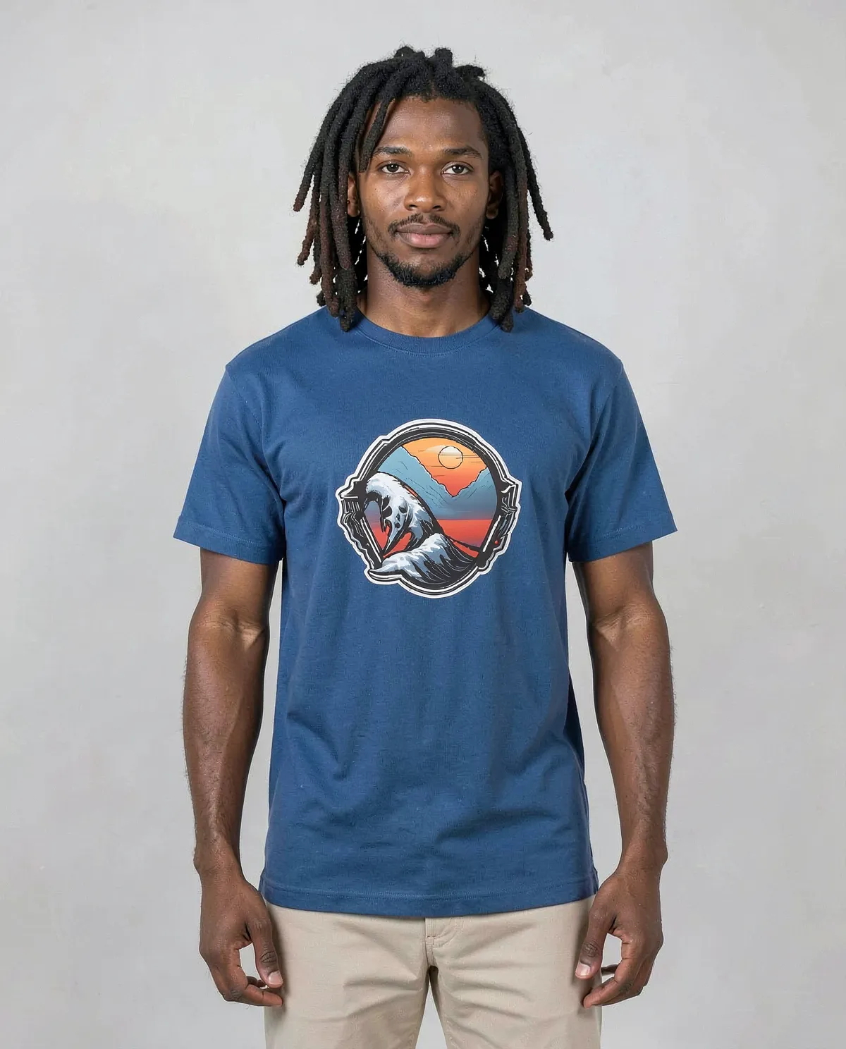 Blue Eco-Cotton T-Shirt with Clean Minimalist Print 0
