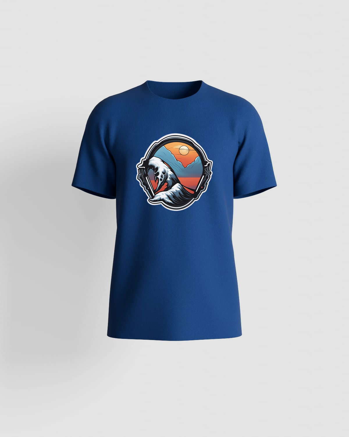Blue Eco-Cotton T-Shirt with Clean Minimalist Print 59