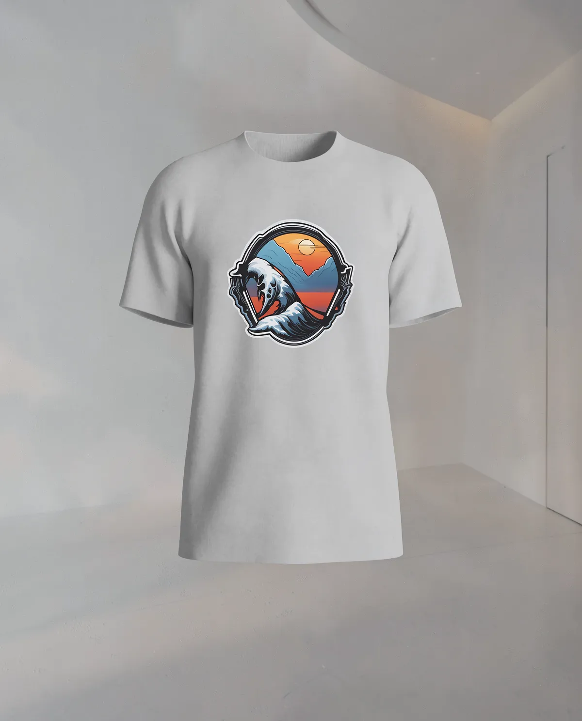 Grey Organic Cotton T‑Shirt with Clean Print 59