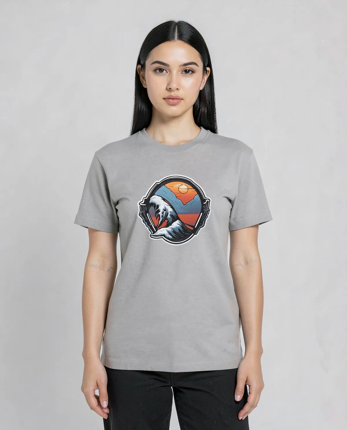 Grey Organic Cotton T‑Shirt with Clean Print 0