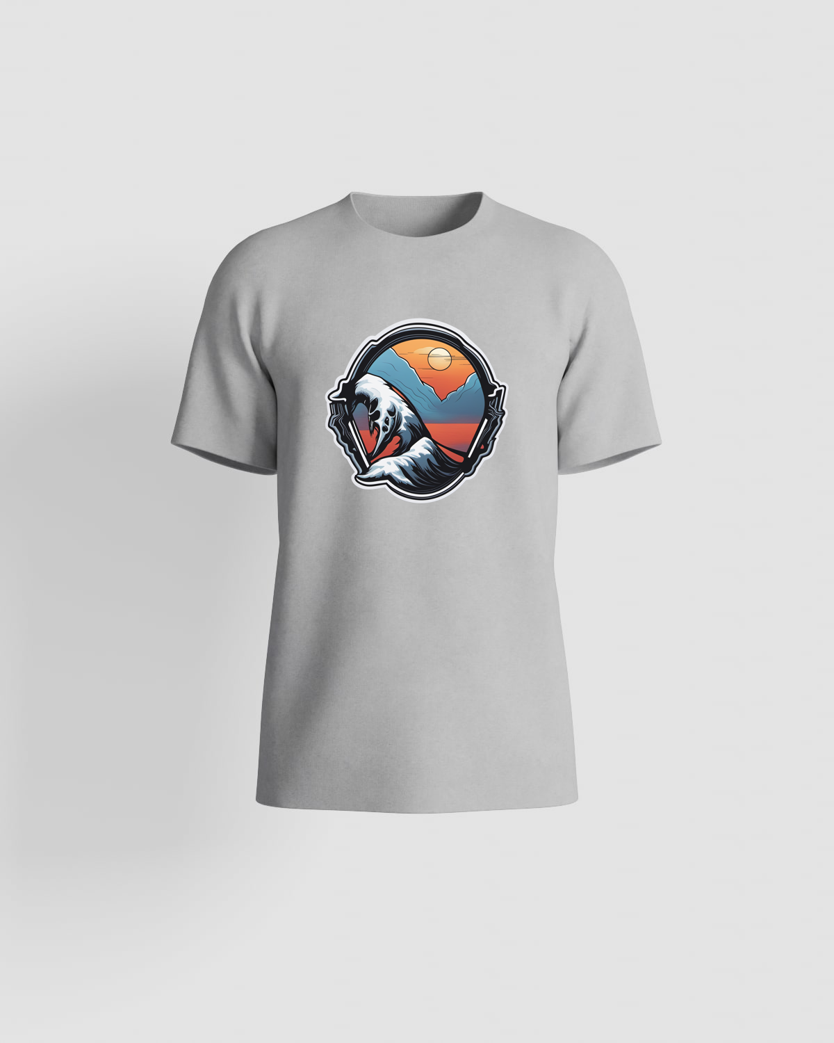Grey Organic Cotton T‑Shirt with Clean Print 59