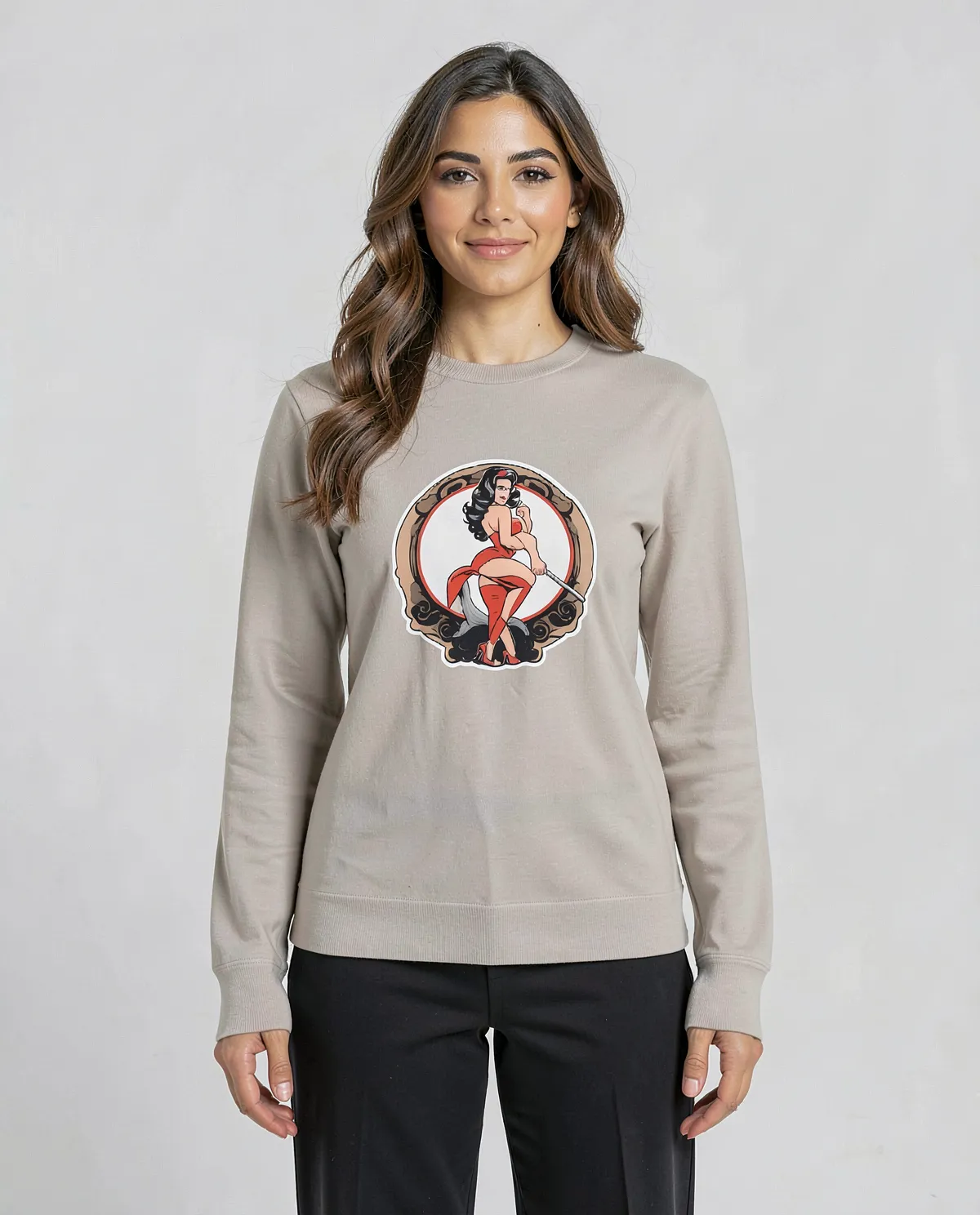 Cream Unisex Sweatshirt Soft Classic Crew Neck 0