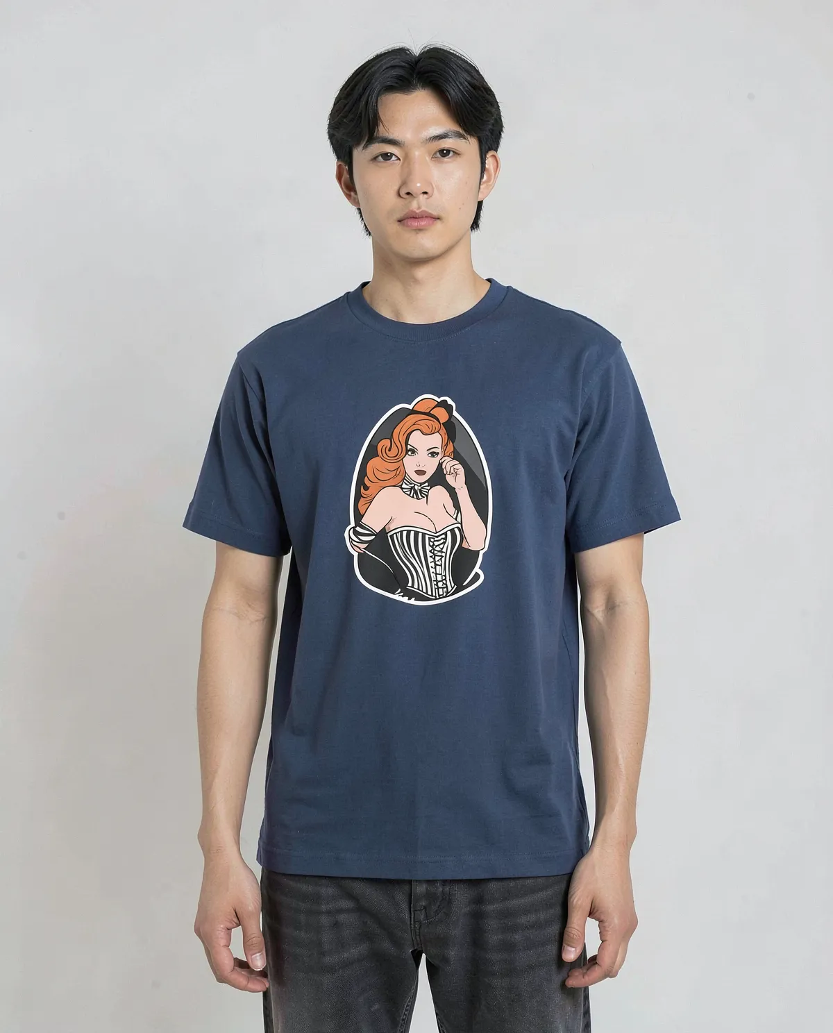 Blue Organic Cotton T-Shirt with Bold Graphic 0