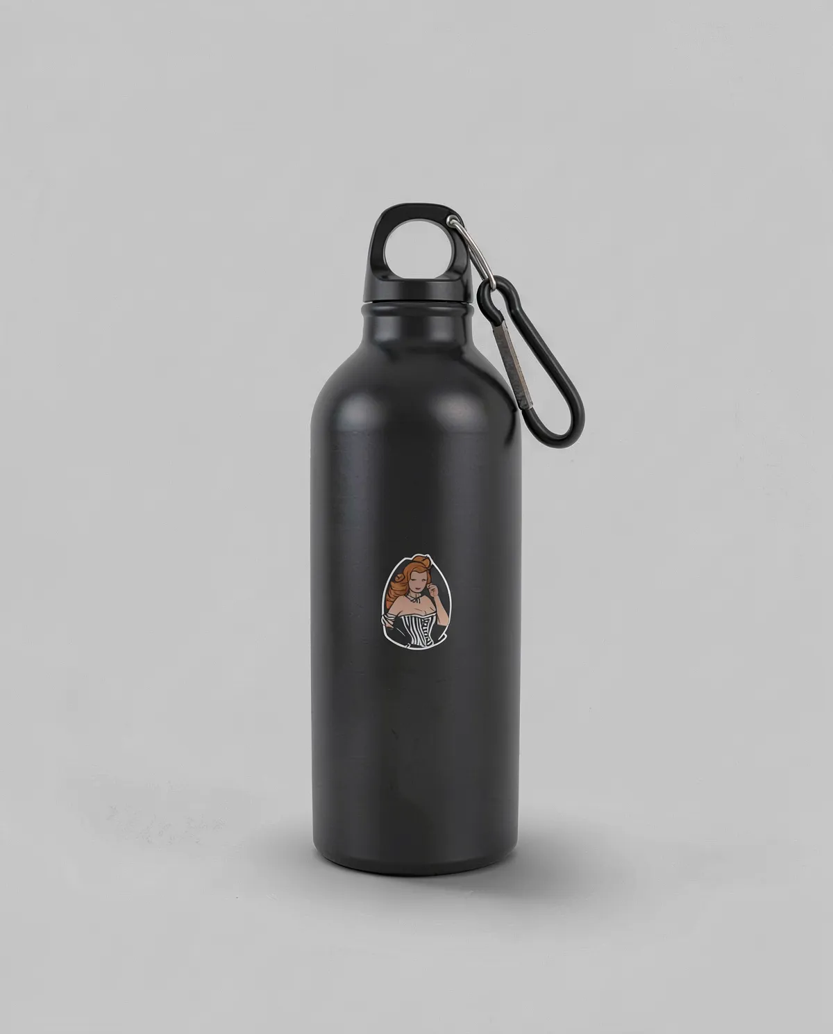 Sleek Silver Aluminum Water Bottle with Carabiner 0