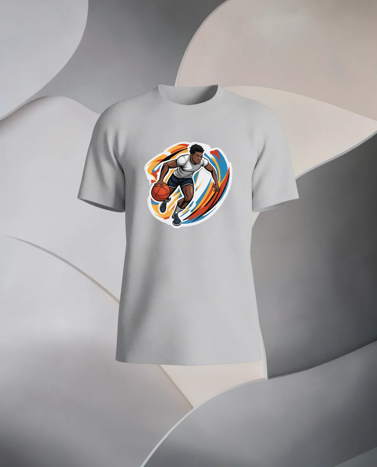 Grey T-Shirt with Minimalist Graphic Print 59