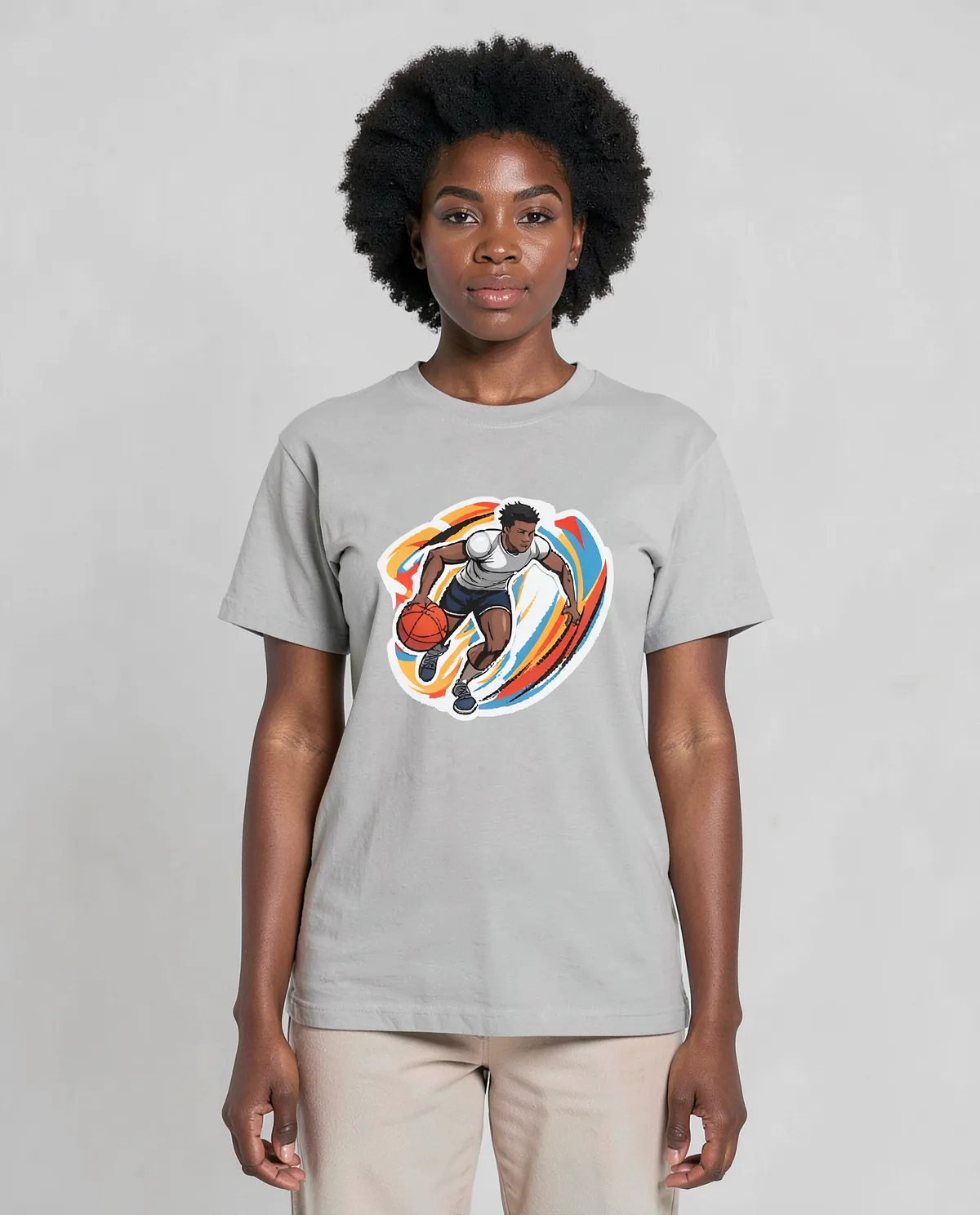 Grey T-Shirt with Minimalist Graphic Print 0