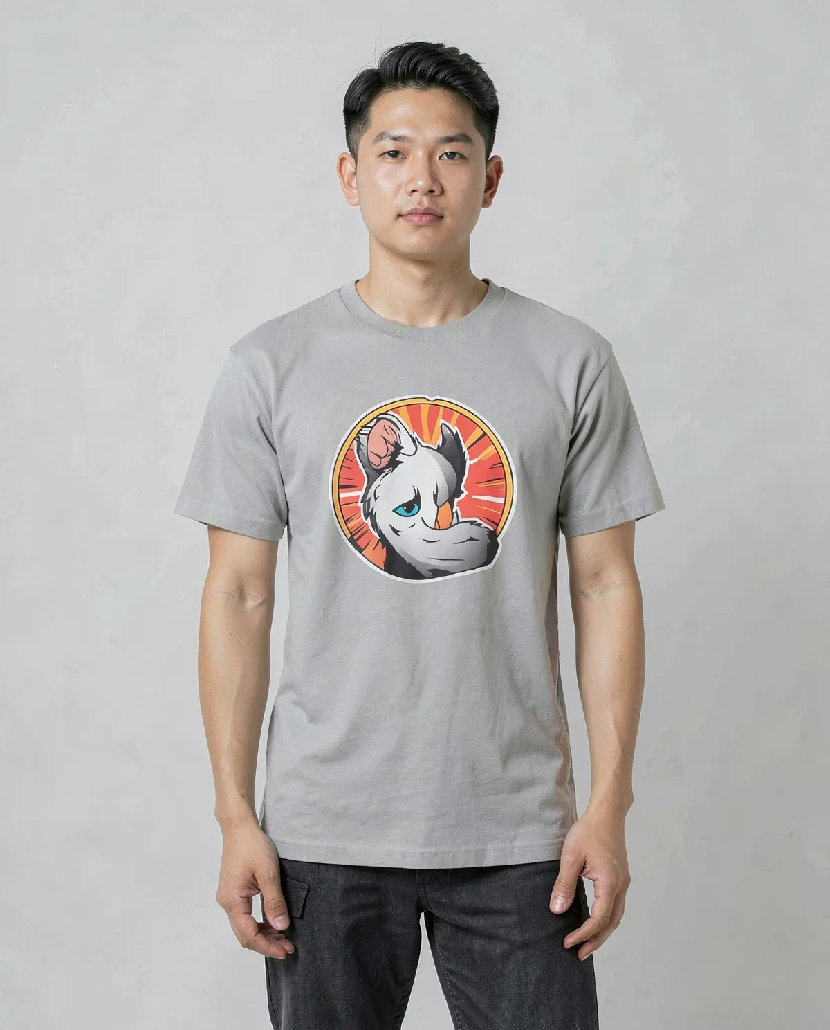 Grey Organic Cotton T‑Shirt with Clean Design 0
