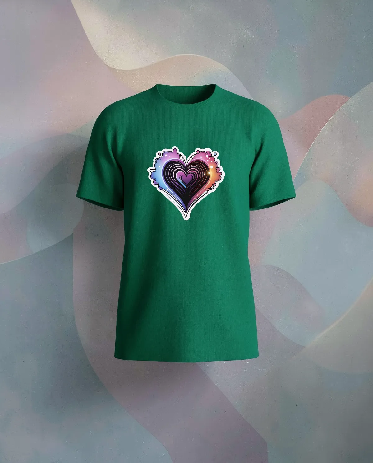 Green Organic Cotton T‑Shirt, Unique Minimalist Print 59