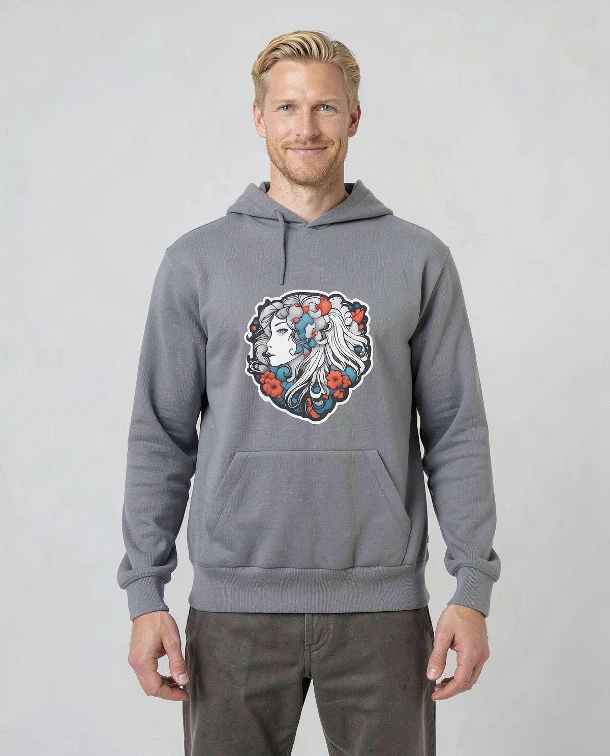 Grey Unisex Organic Cotton Sweatshirt – Smooth Print Surface 0