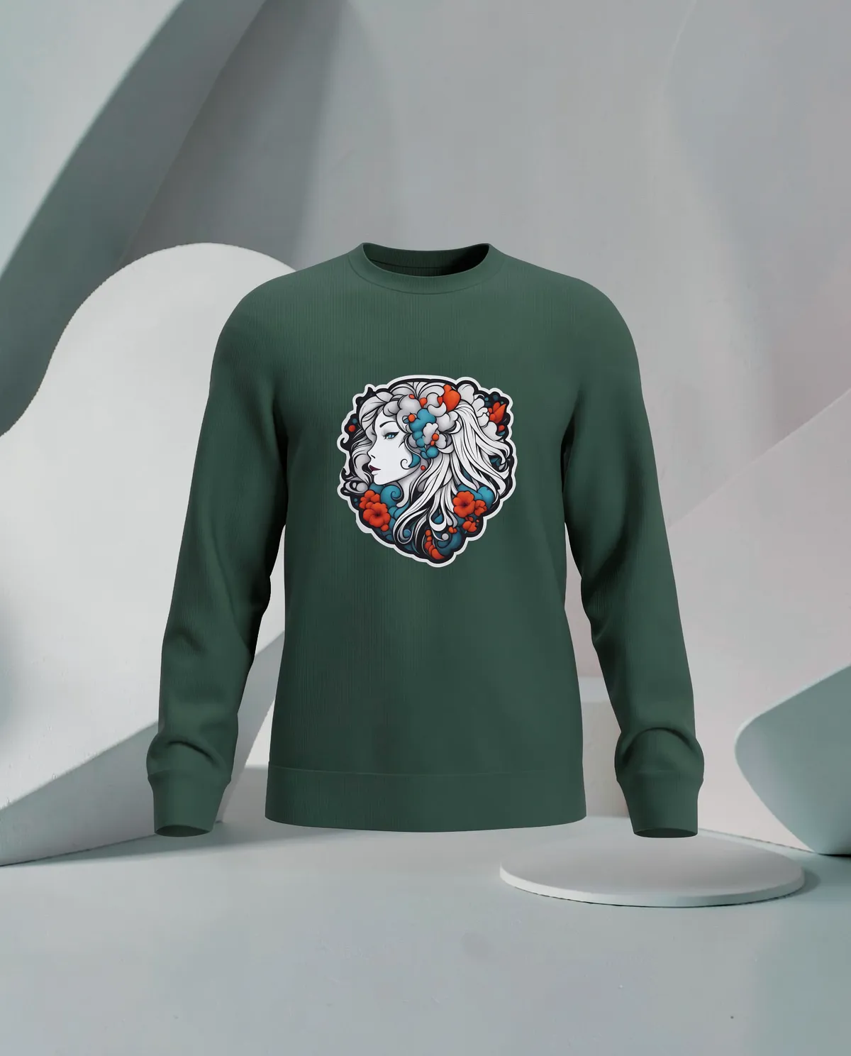 Green Unisex Cotton Sweatshirt with Durable Print 59