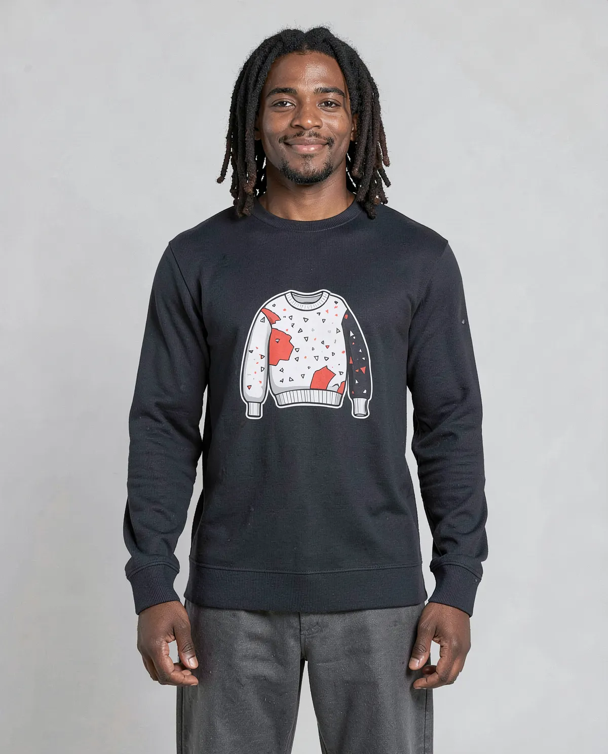 Black Unisex Sweatshirt – Smooth Cotton Print‑Ready Fabric 0