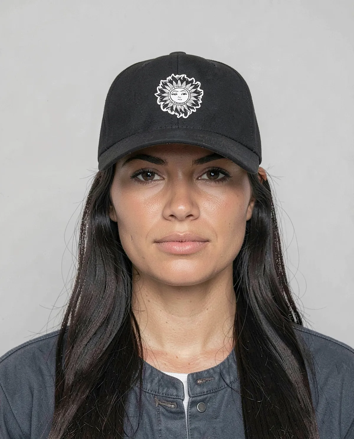 Black Adjustable Cotton Cap with Velcro Closure 0