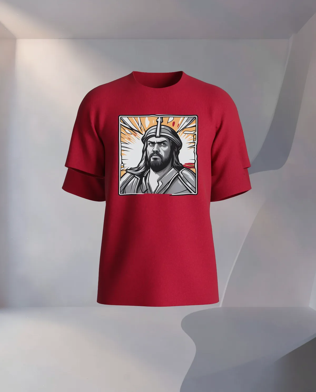 Red T-Shirt with Vibrant Abstract Design 59
