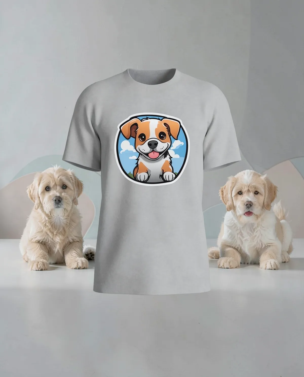 Grey T-Shirt with Minimalist Graphic Print 59