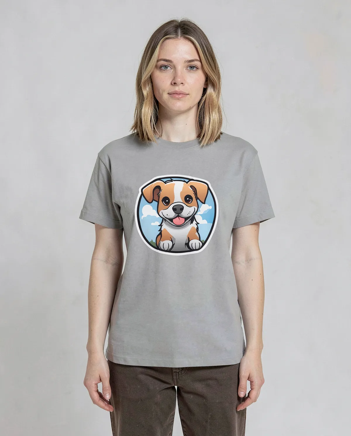 Grey T-Shirt with Minimalist Graphic Print 0