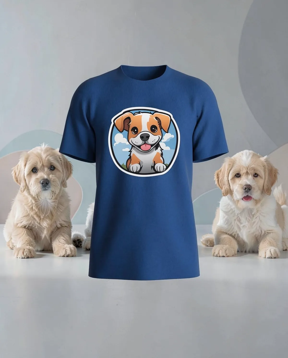 Blue Organic Cotton T‑Shirt with Clean Print 59