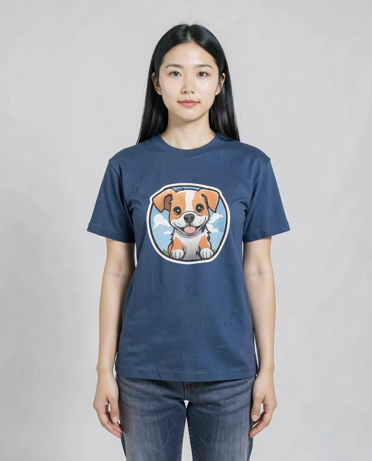 Blue Organic Cotton T‑Shirt with Clean Print 0
