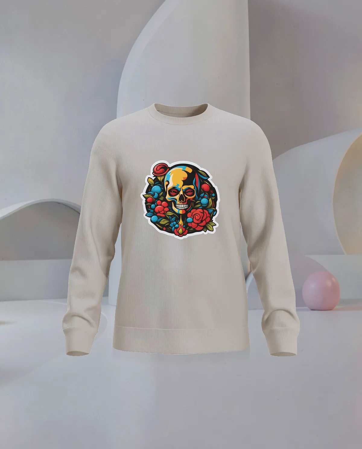 Cream Brushed Sweatshirt Organic Cotton Comfort 59