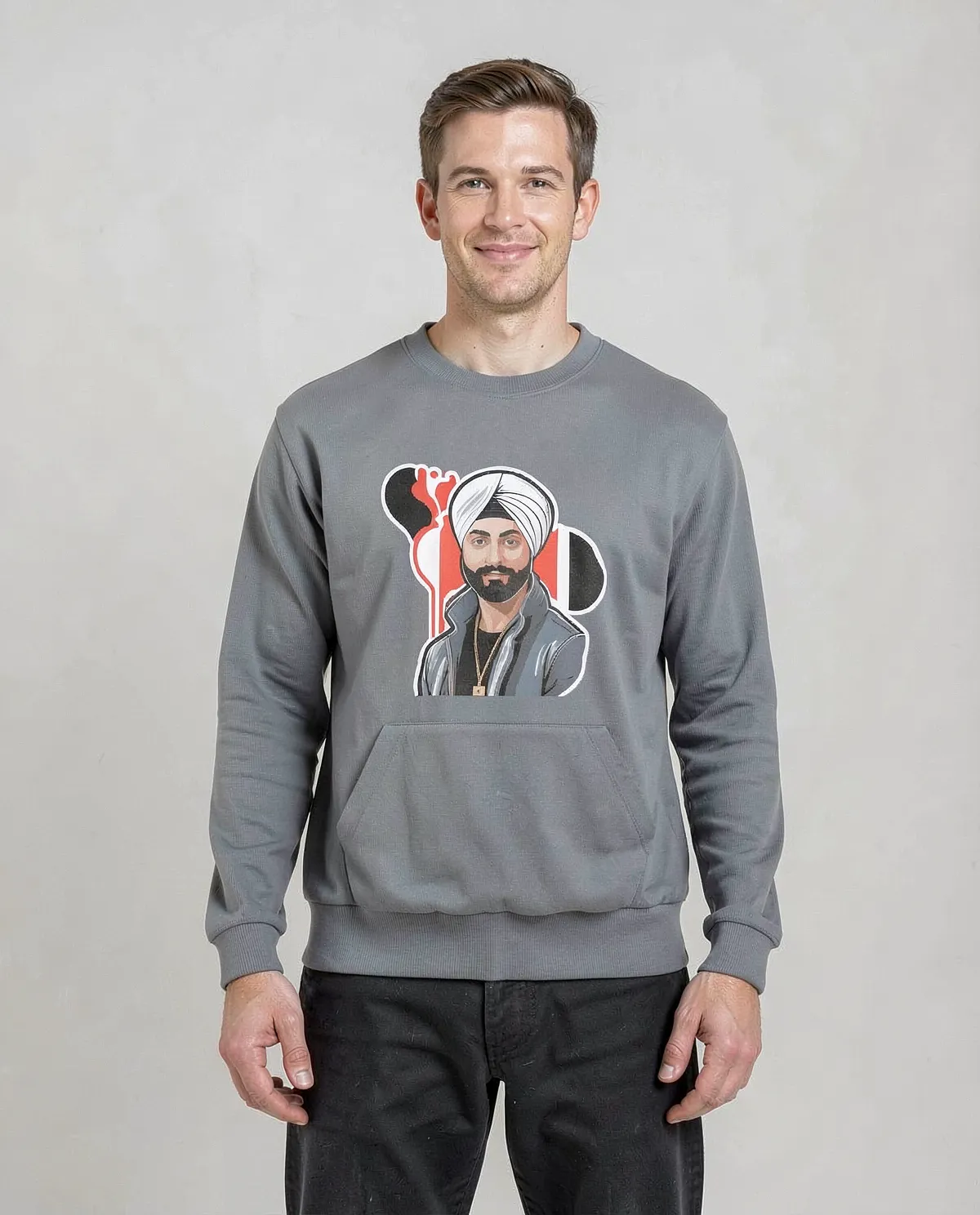Grey Unisex Cotton Sweatshirt – Durable Print‑Friendly Fabric 0
