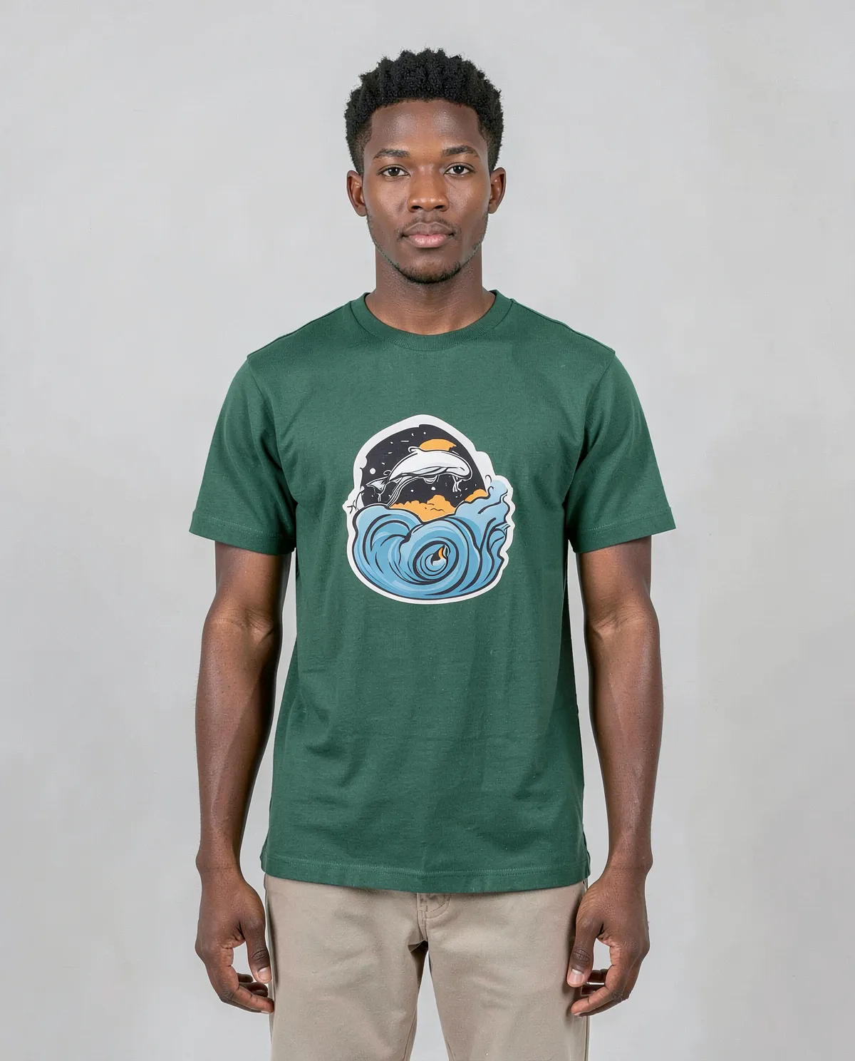 Green Organic Cotton T‑Shirt with Reinforced Tape 0