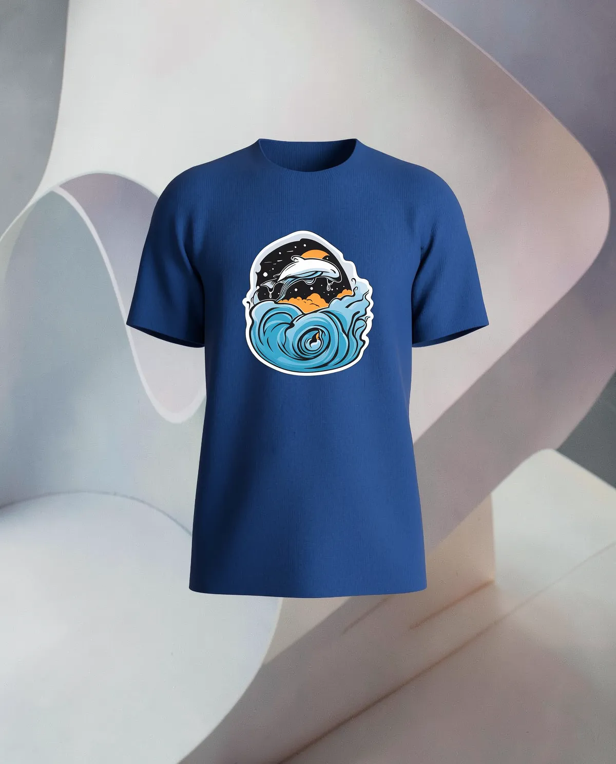 Blue 100% Organic Cotton T-Shirt, Minimalist 59