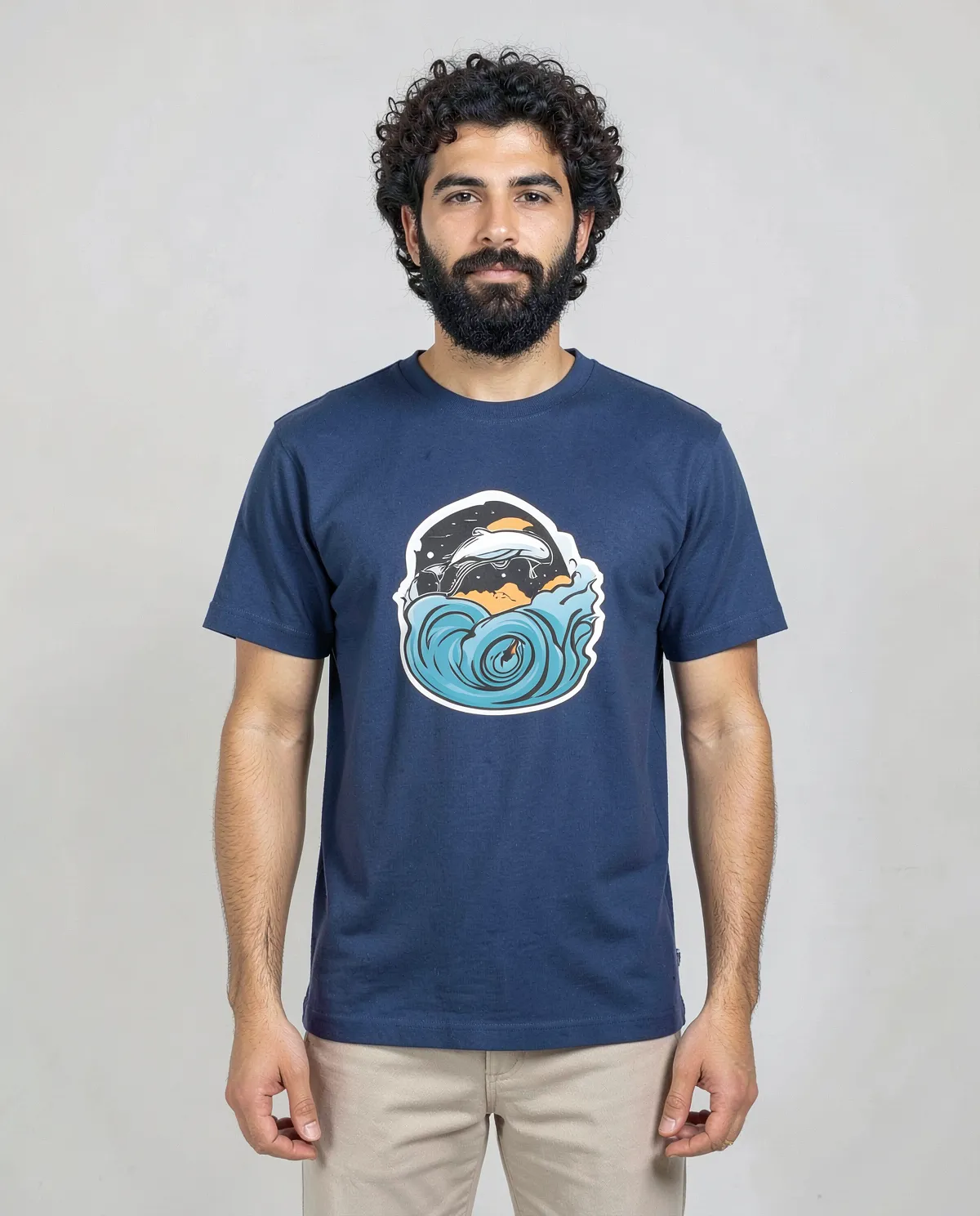 Blue 100% Organic Cotton T-Shirt, Minimalist 0