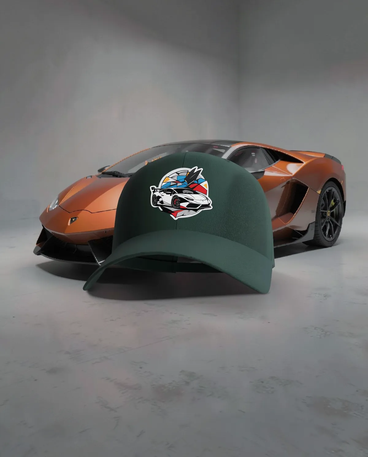 Green 5-Panel Cotton Cap with Velcro Closure 59
