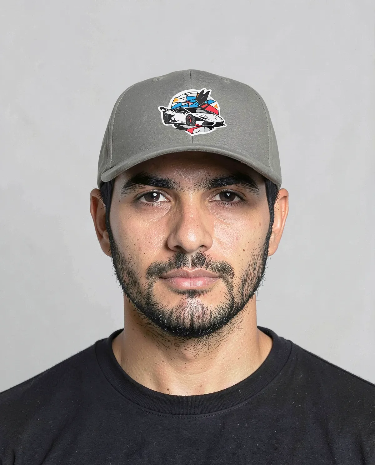 Grey Adjustable Cotton Cap with Velcro Closure 0