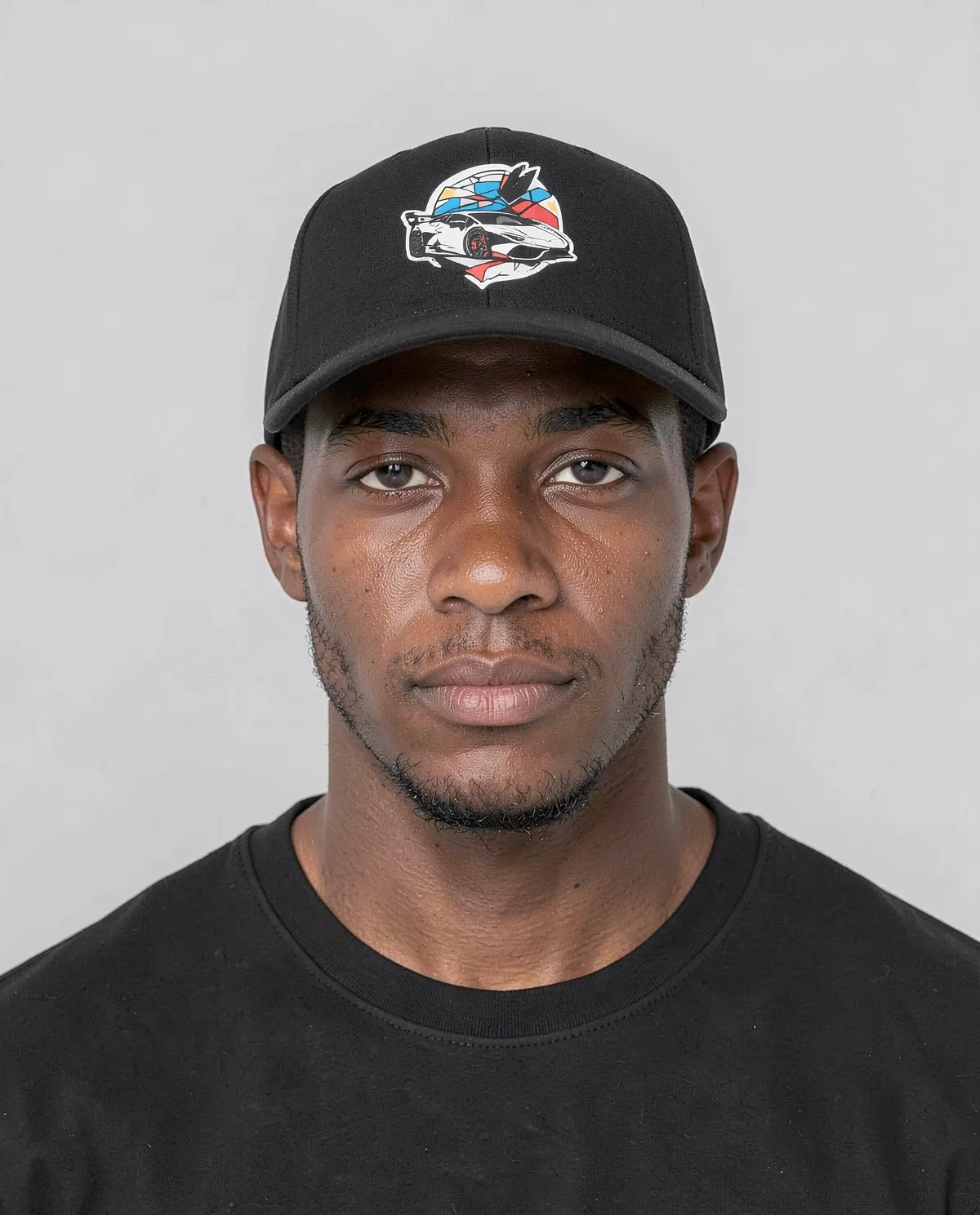 Black Adjustable Cotton Cap with Velcro Closure 0