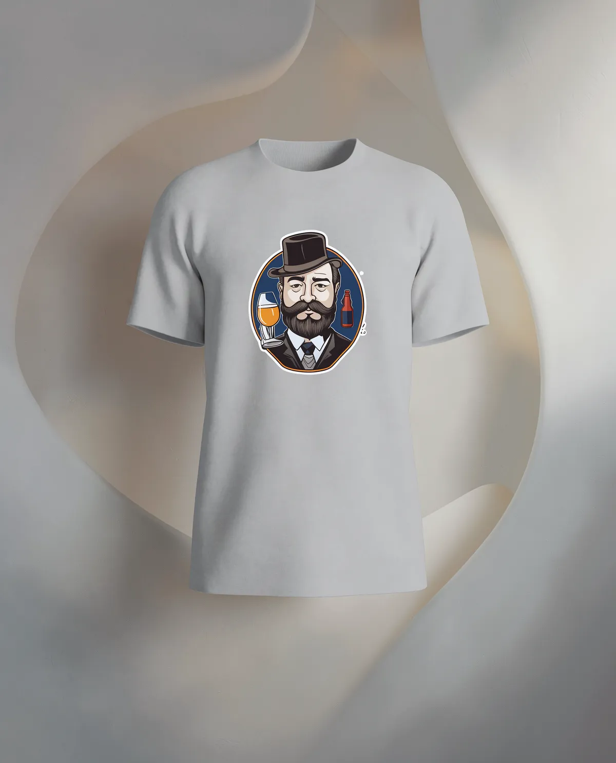 Grey T-Shirt with Minimalist Graphic Print 59