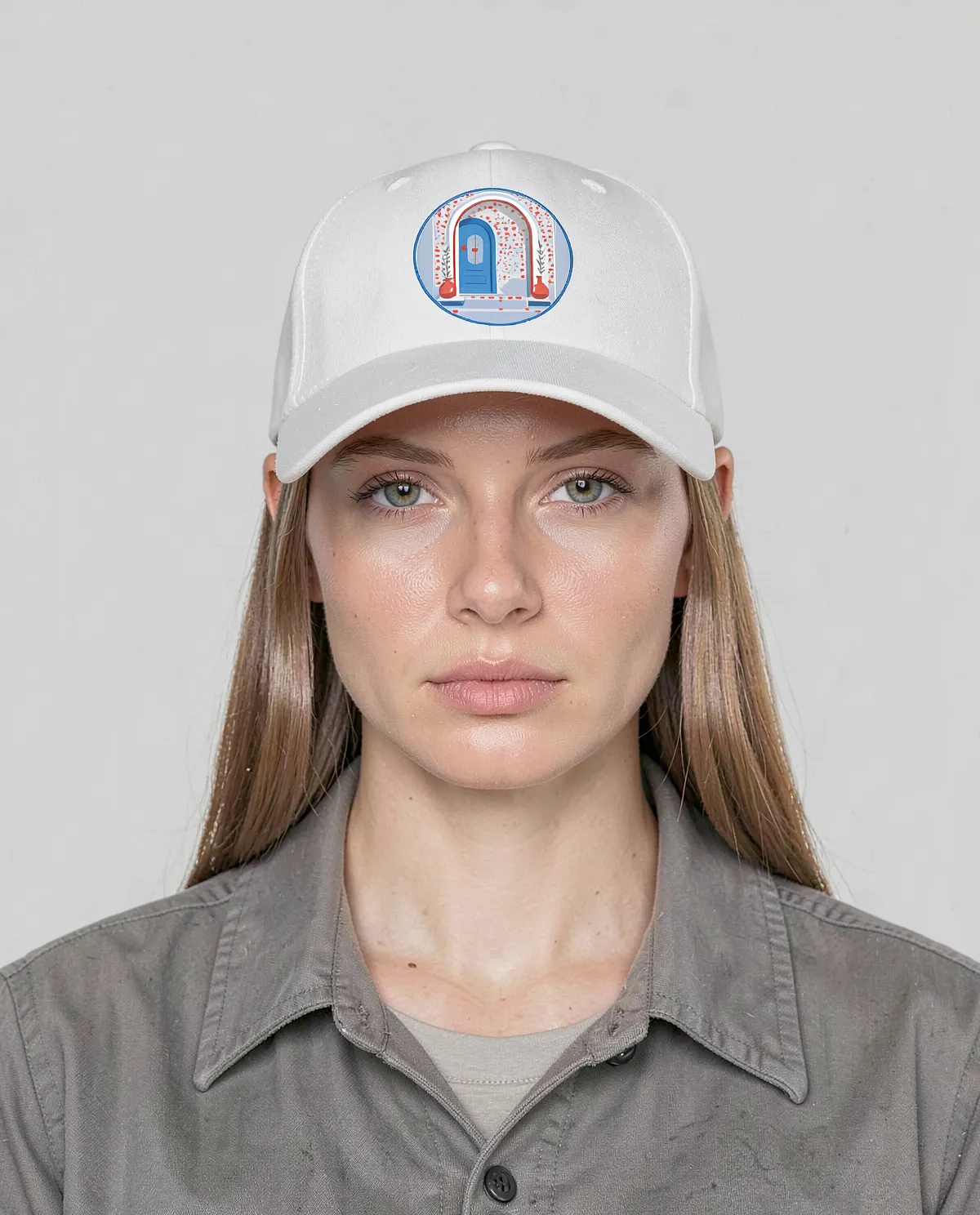 White Cotton Cap with Velcro Closure – Custom Print Friendly 0