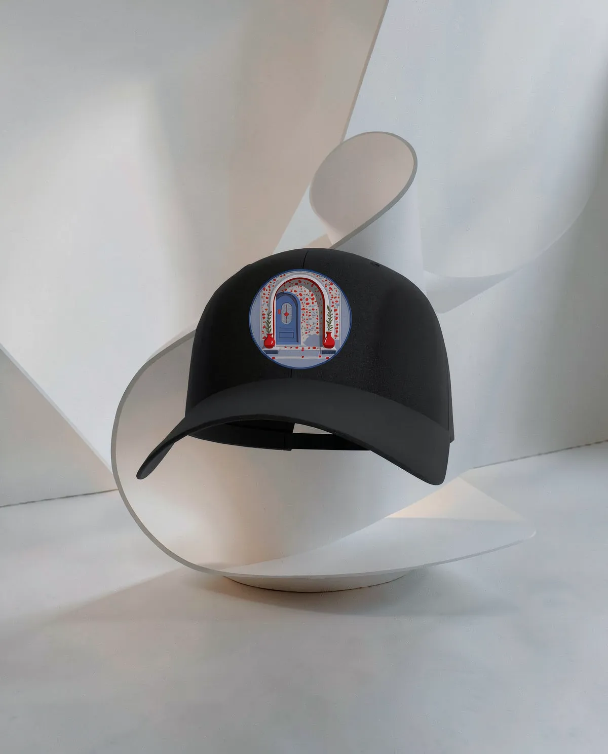 Black Adjustable Cotton Cap with Velcro Closure 59