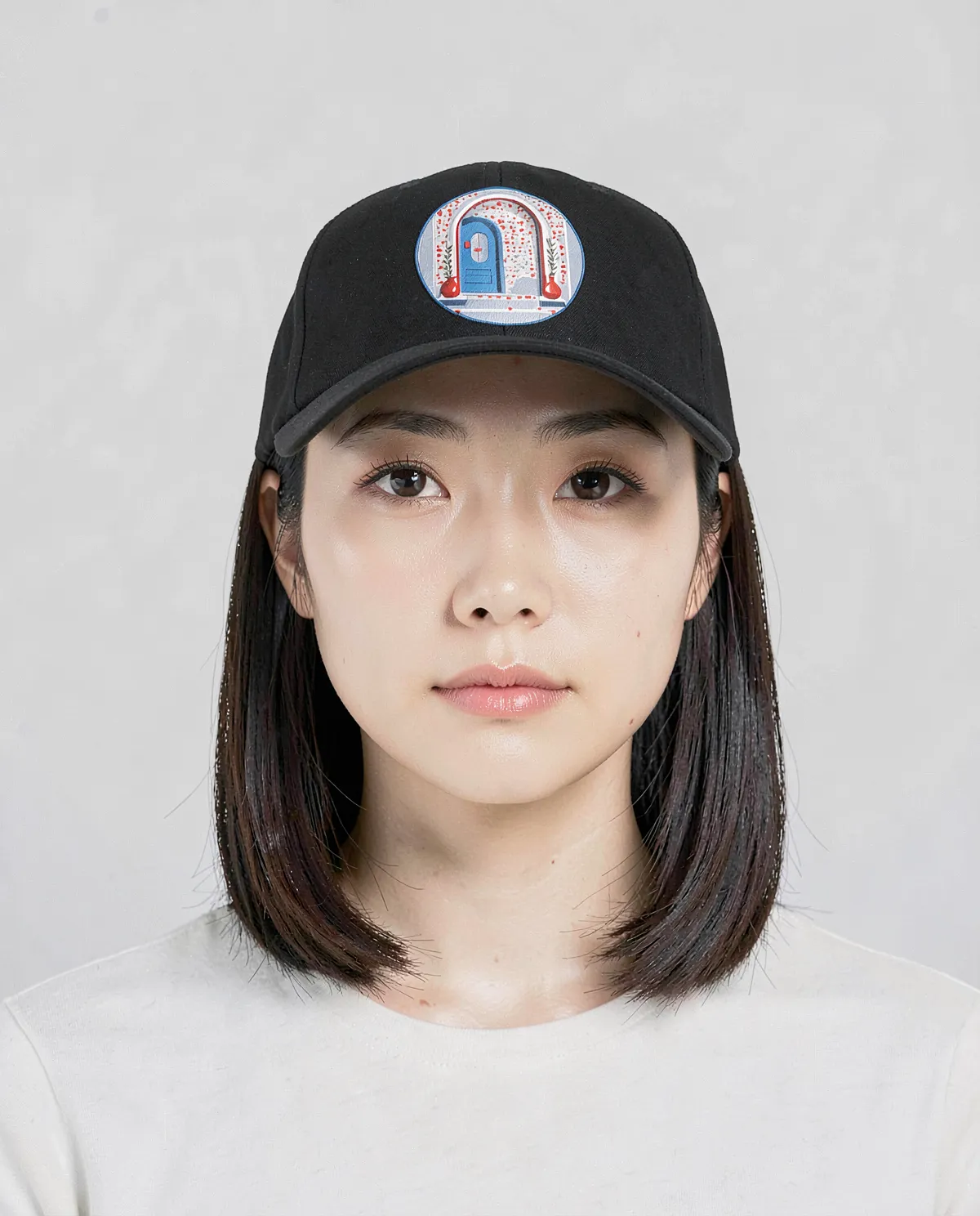 Black Adjustable Cotton Cap with Velcro Closure 0