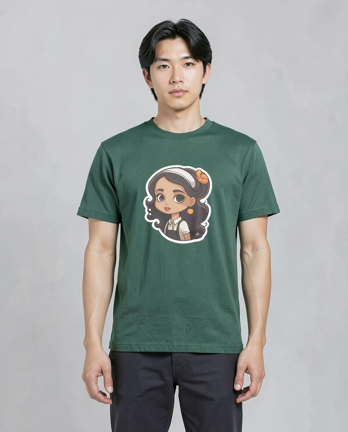 Green Organic T‑Shirt with Bold Graphic Print
