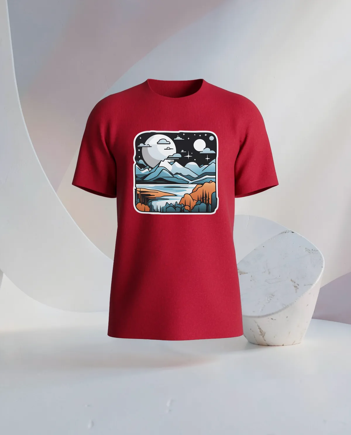 Unique Red T-Shirt with Bold Graphic Print 59