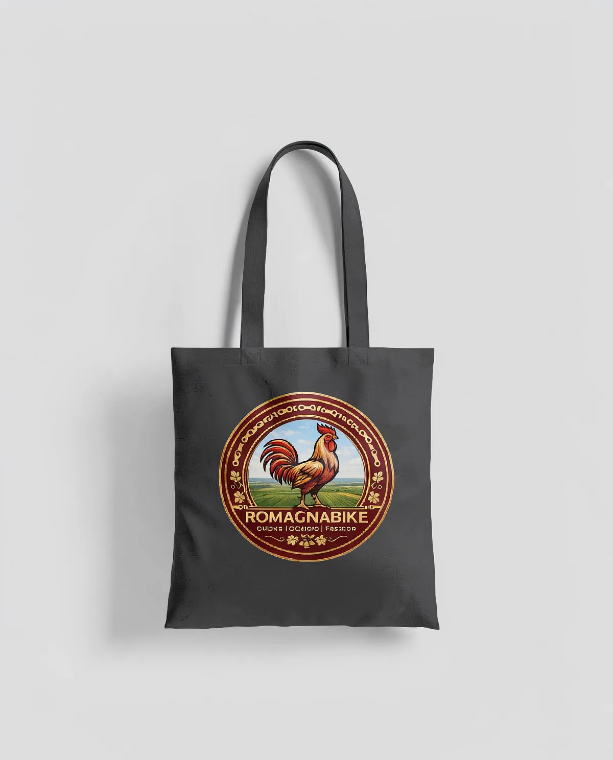 Tote Bag in cotone con manici lunghi e superficie di stampa liscia