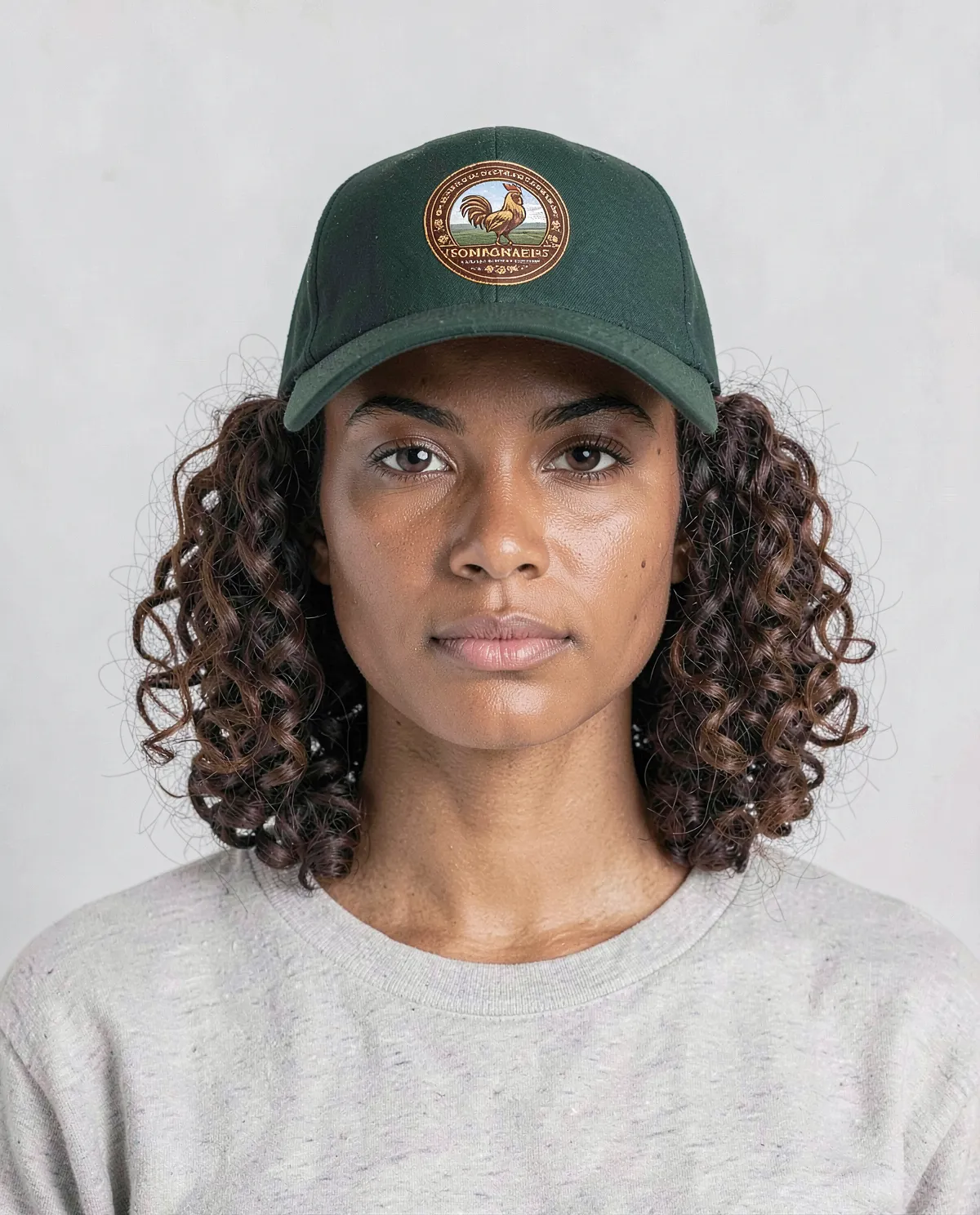 Cappellino verde a 5 pannelli in cotone con velcro