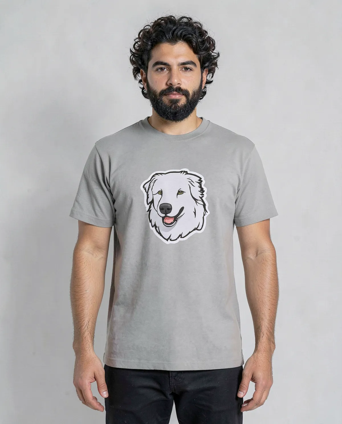 Grey T-Shirt with Minimalist Graphic Print 0