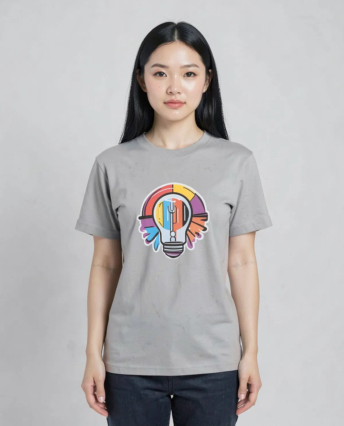 Grey Eco‑Cotton T‑Shirt with Minimalist Design 0