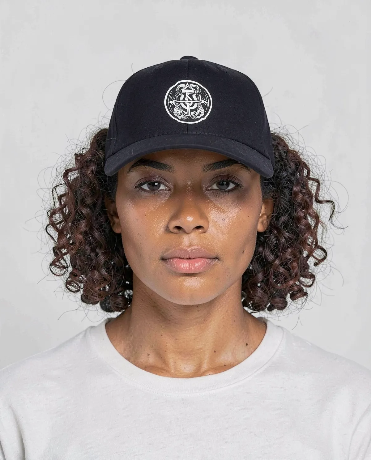 Black Cotton Cap with Adjustable Velcro Closure 0