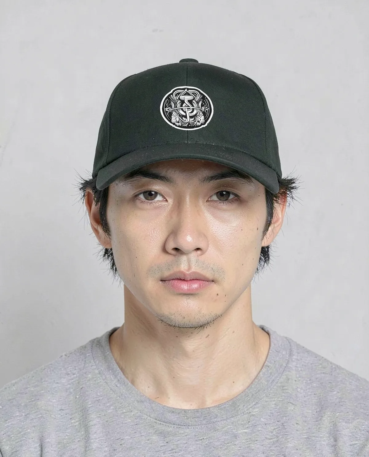 Green Cotton Cap with Smooth Front Panel and Velcro Closure 0