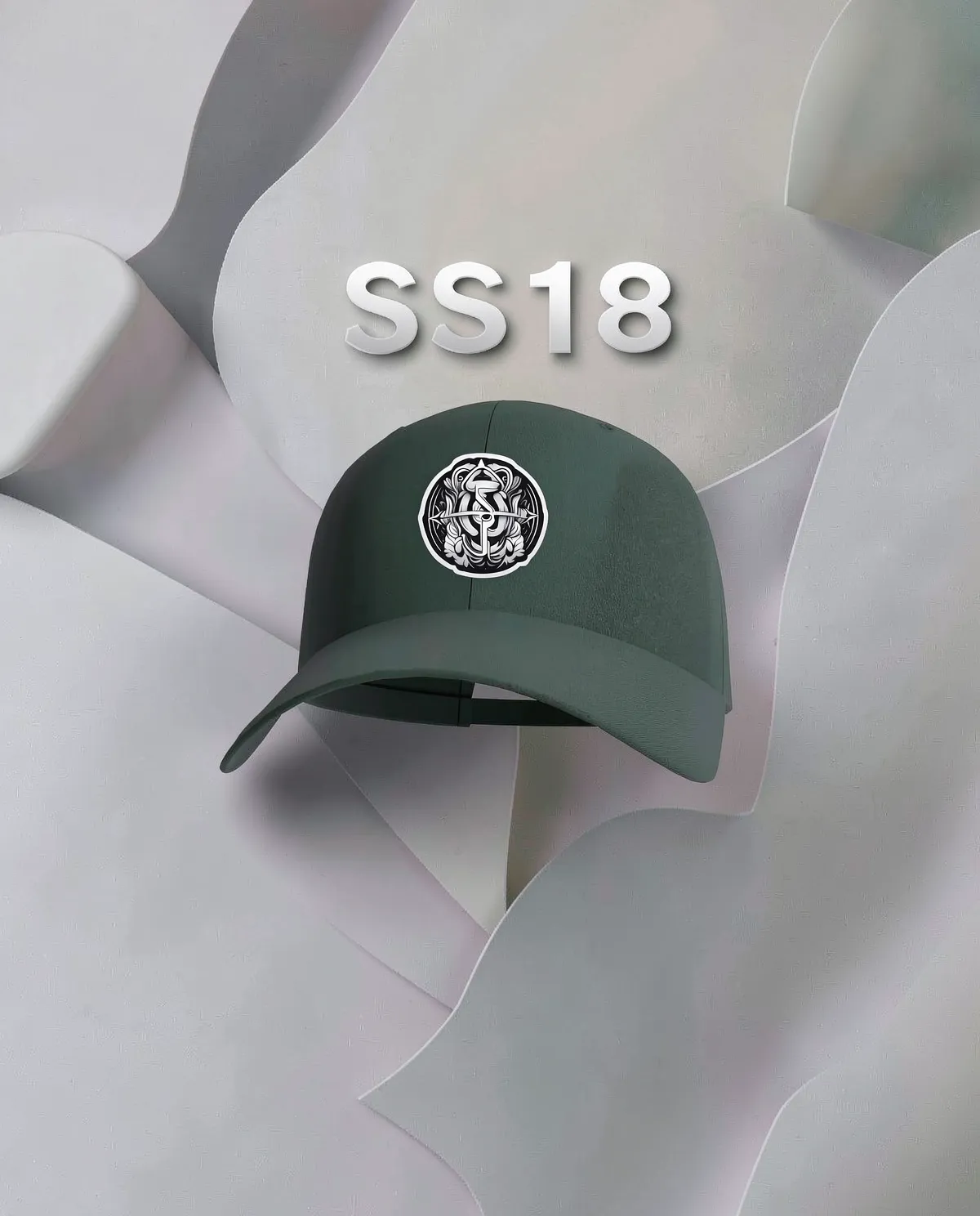 Green Cotton Cap with Smooth Front Panel and Velcro Closure 59