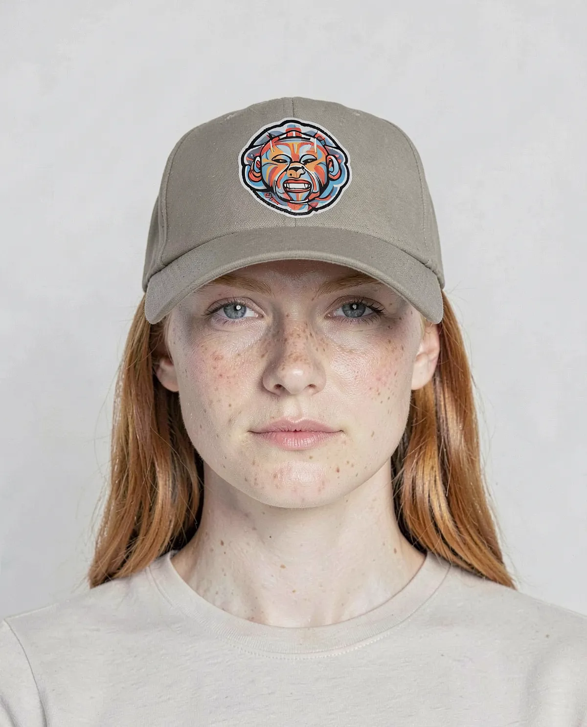 Khaki Classic 5‑Panel Cap with Velcro Closure 0