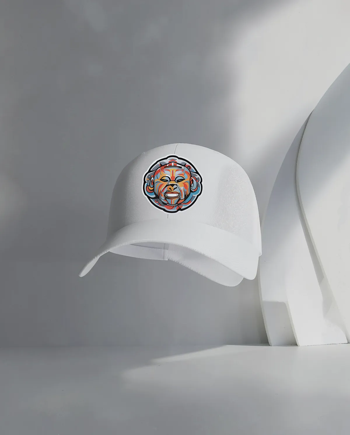 White Cap with Adjustable Velcro Closure and Smooth Print Surface 59