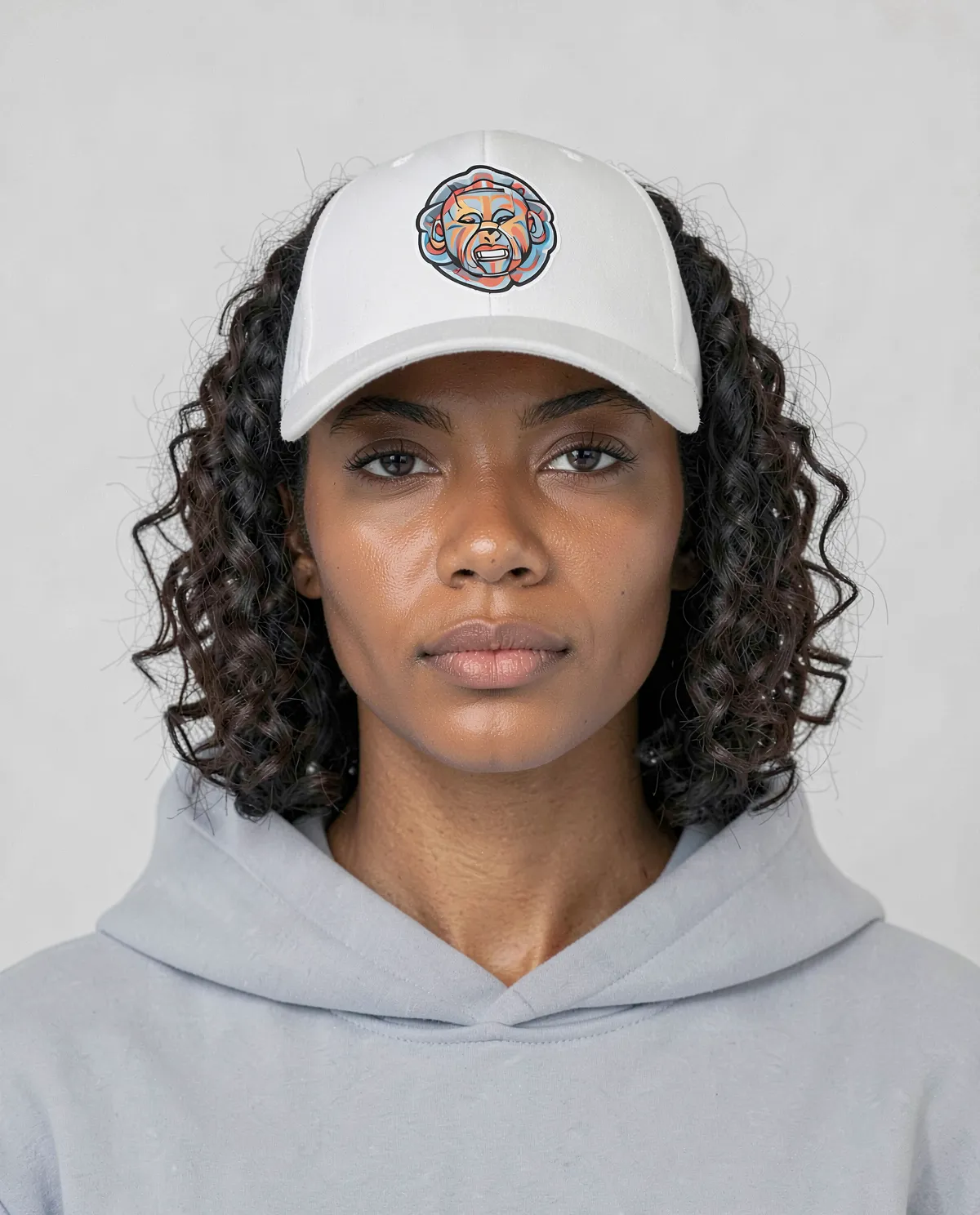 White Cap with Adjustable Velcro Closure and Smooth Print Surface 0