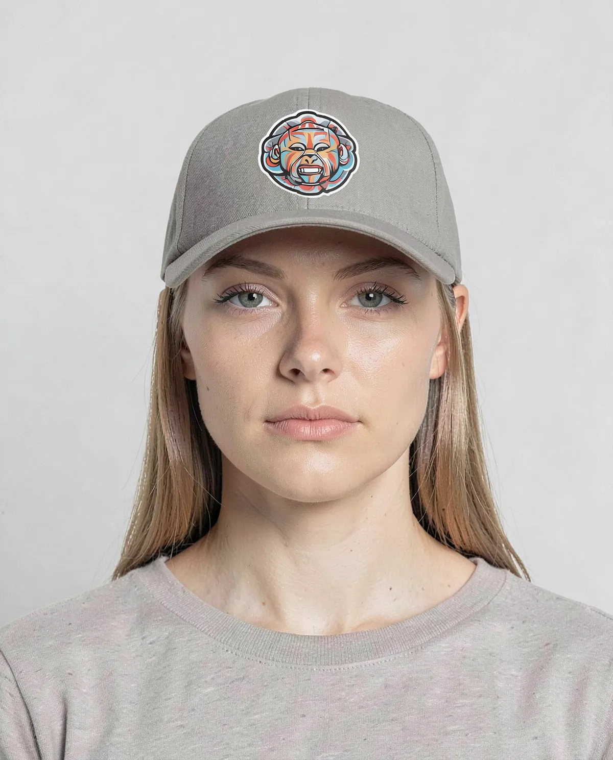 Grey Adjustable Cotton Cap with Velcro Closure